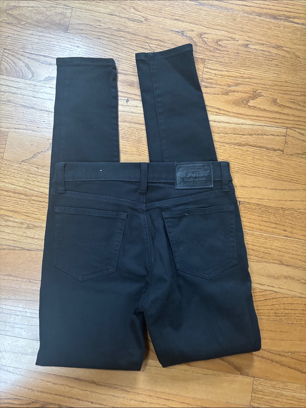 NWOT Ralph Lauren Black Denim Jeans with Leather Patch